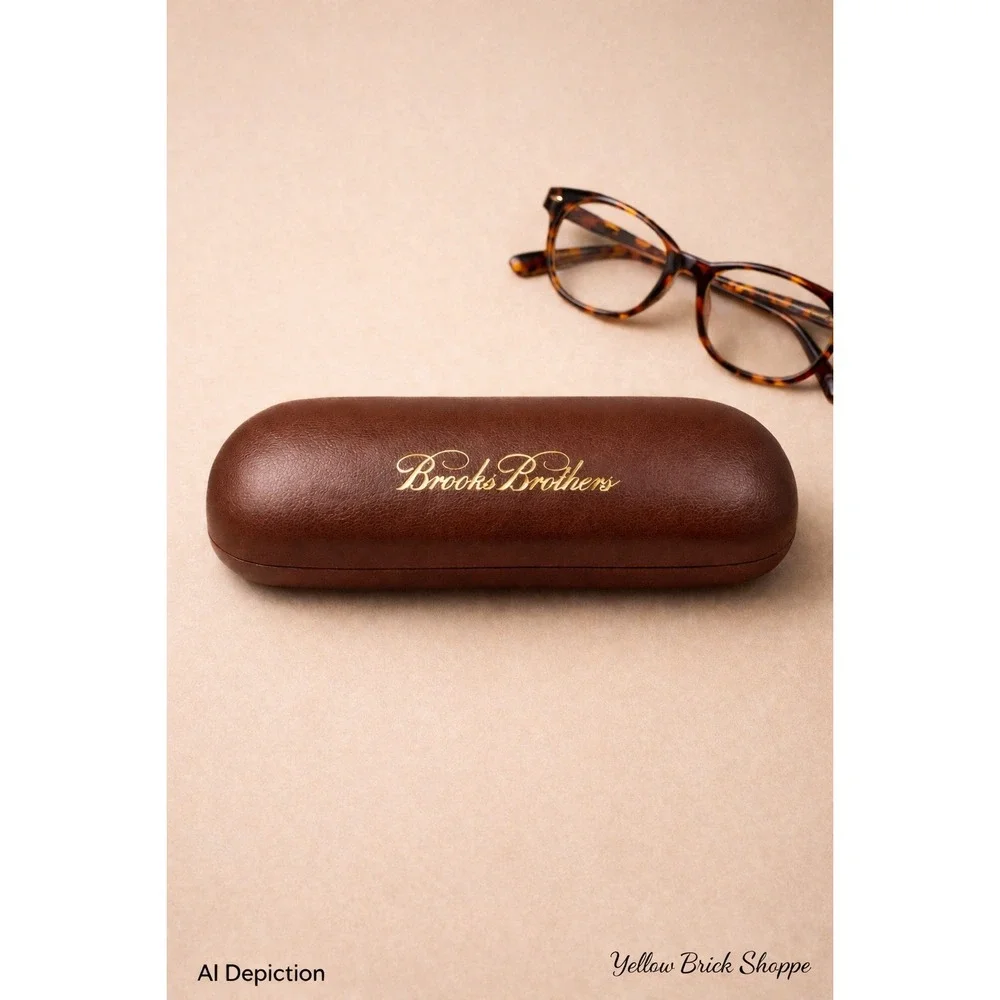 Brooks Brothers‎ Brown Eyeglass Case Hard Shell Gold Logo